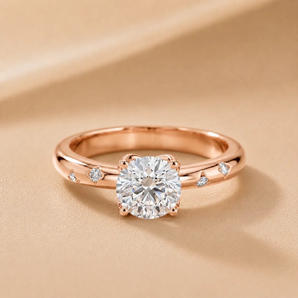 Petal Round Diamond Engagement Ring