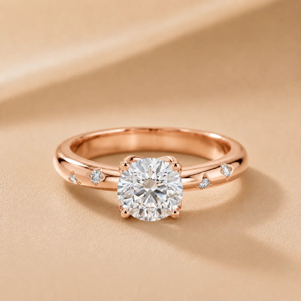 Petal Round Diamond Engagement Ring