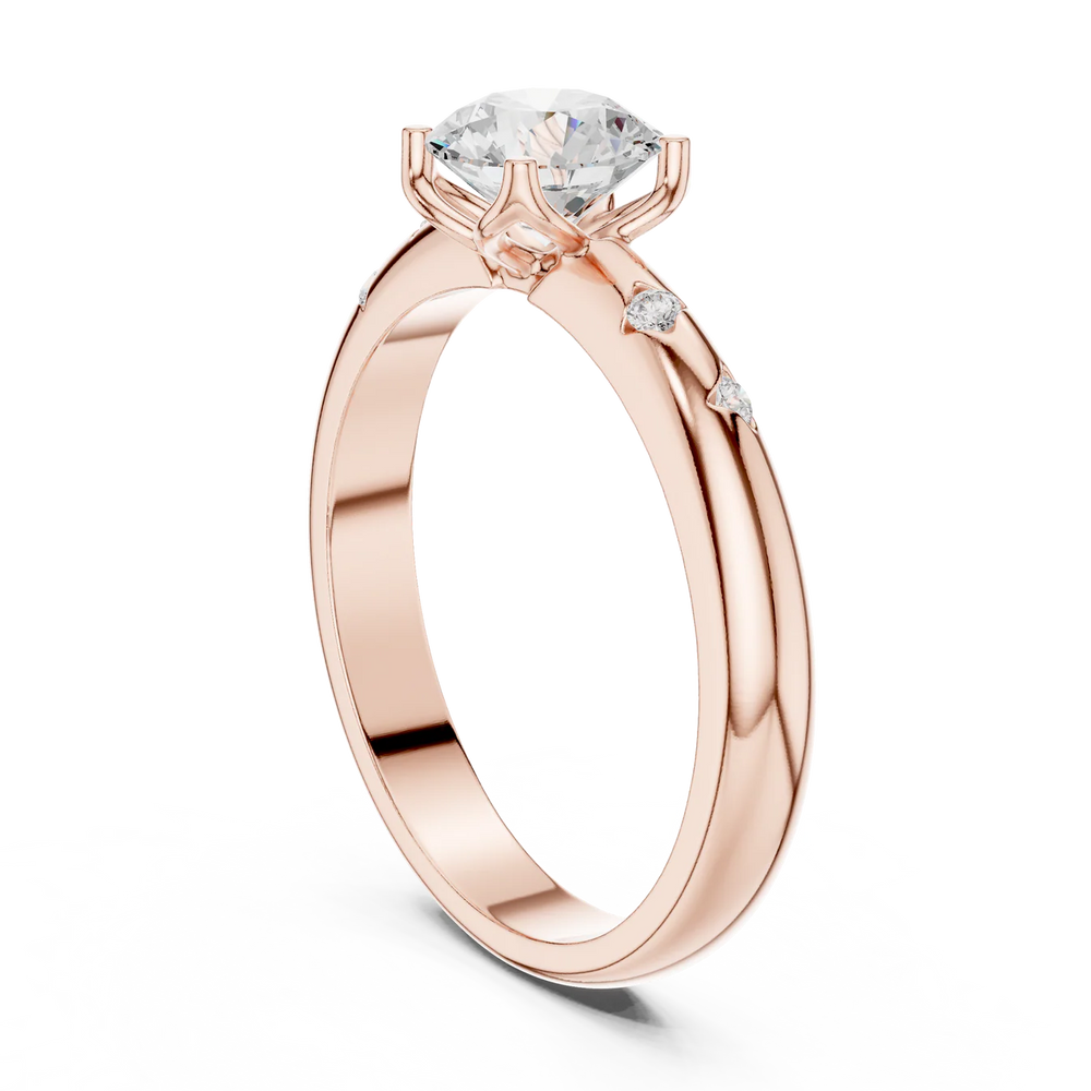 Petal Round Diamond Engagement Ring