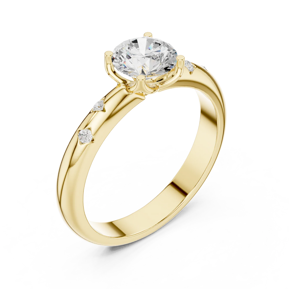 Petal Round Diamond Engagement Ring