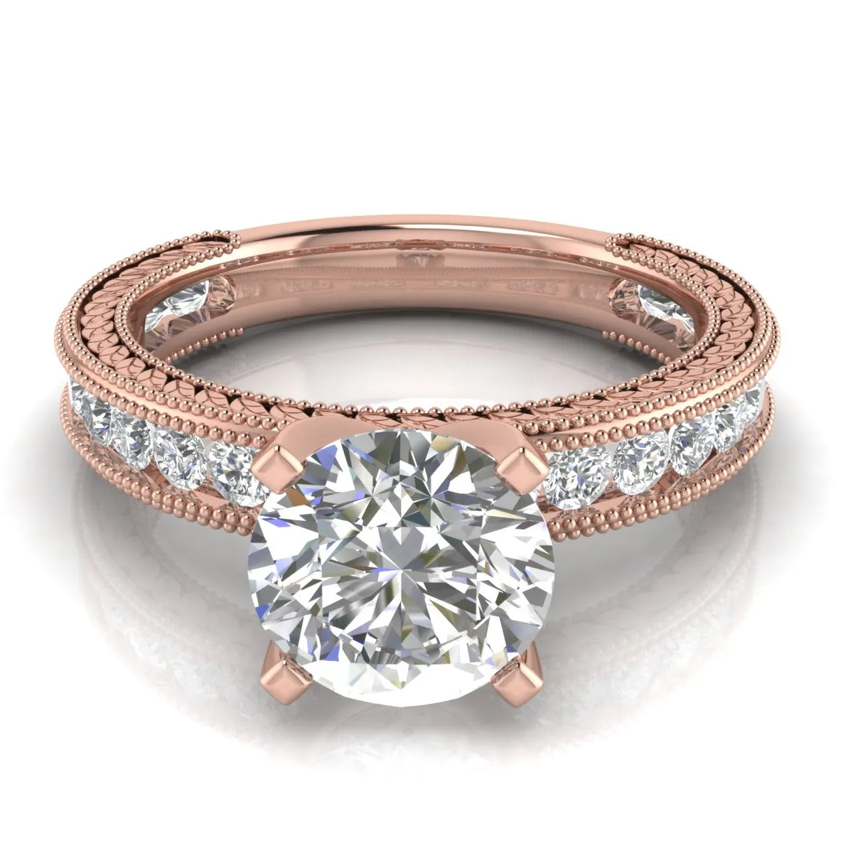 Vintage Milgrain Accent Solitaire Ring