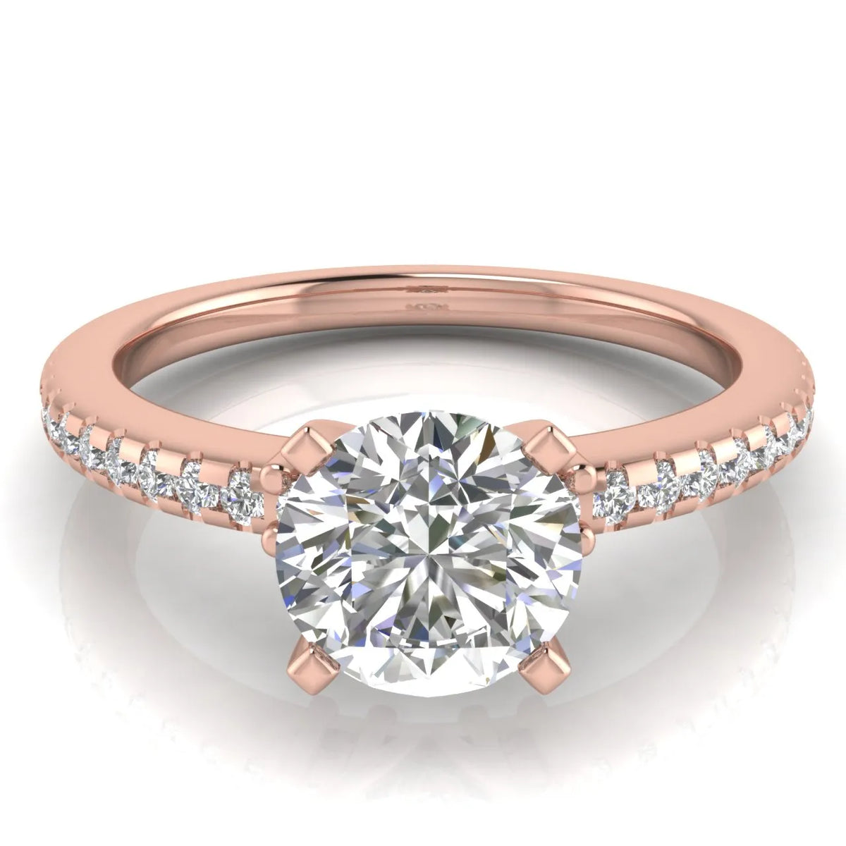 Classic Pavé Accent Solitaire Ring