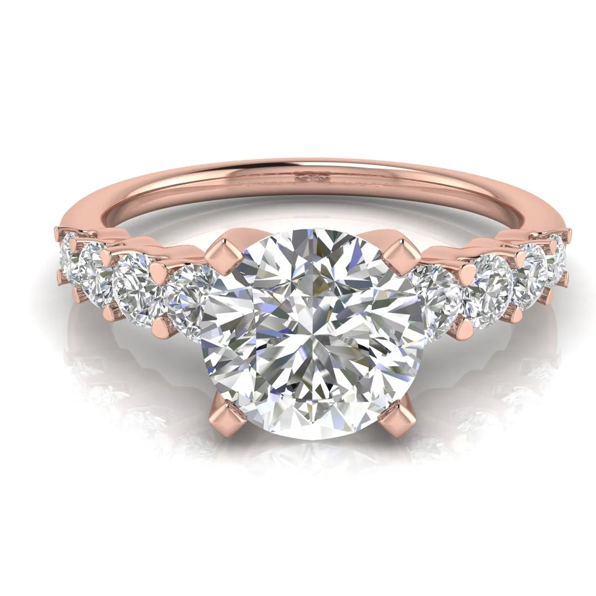 Elegant Solitaire Ring with Graduated Accent Stones