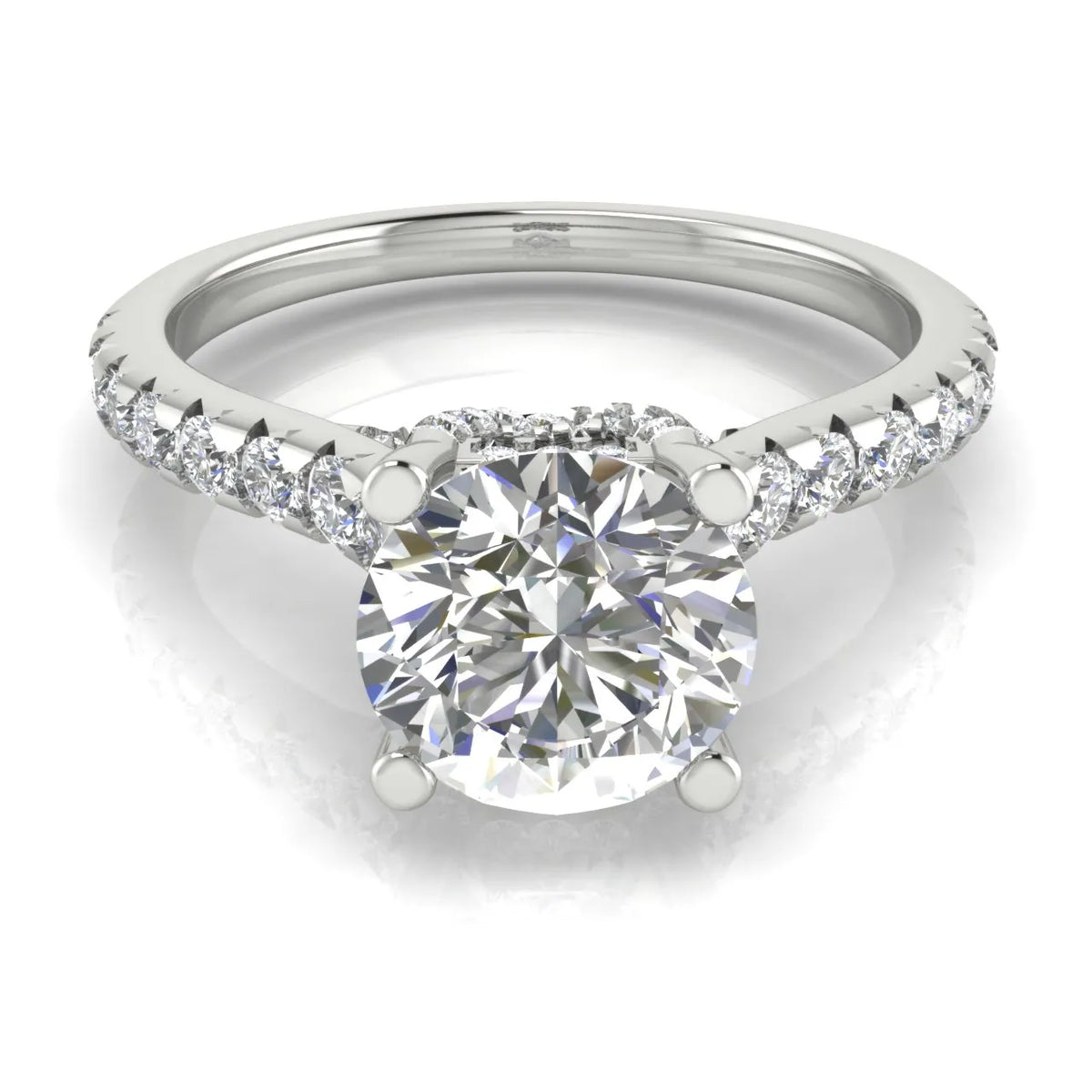 Classic Pavé Accent Solitaire Ring