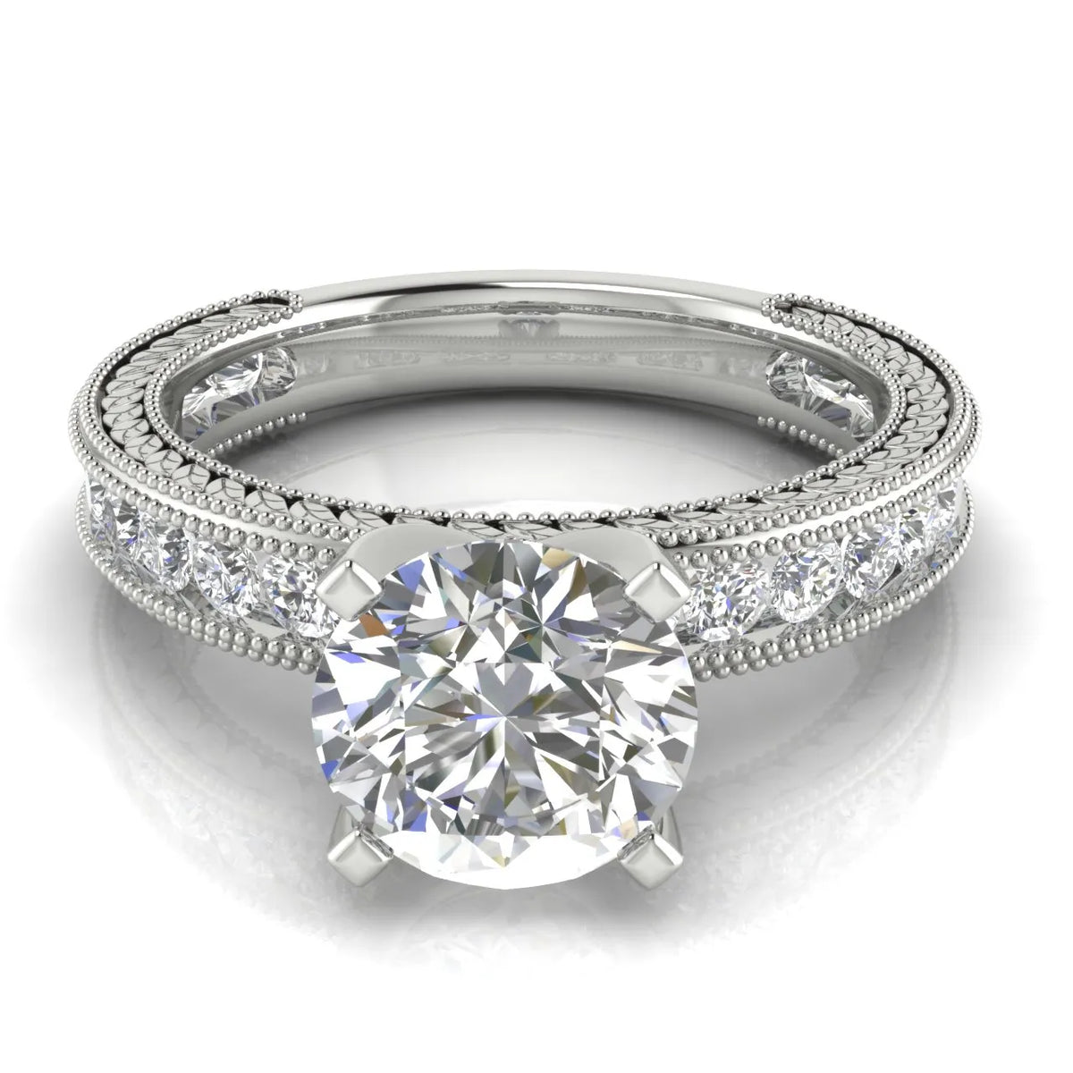 Vintage Milgrain Accent Solitaire Ring