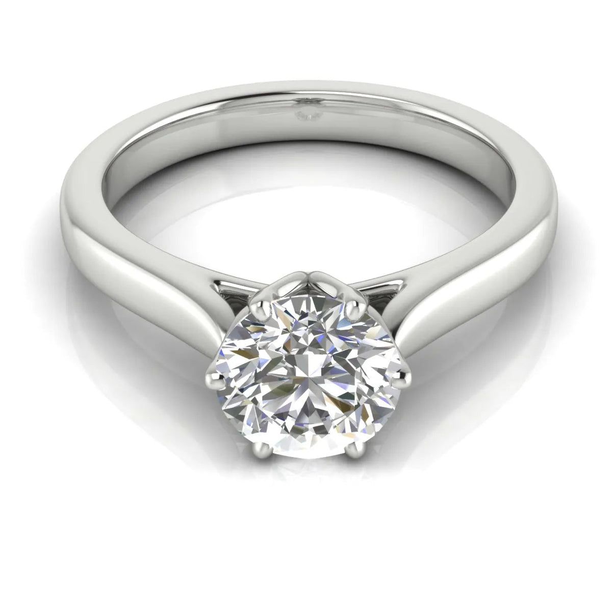 Classic Solitaire Ring with Elegant Center Stone – Round (925 Sterling Silver)