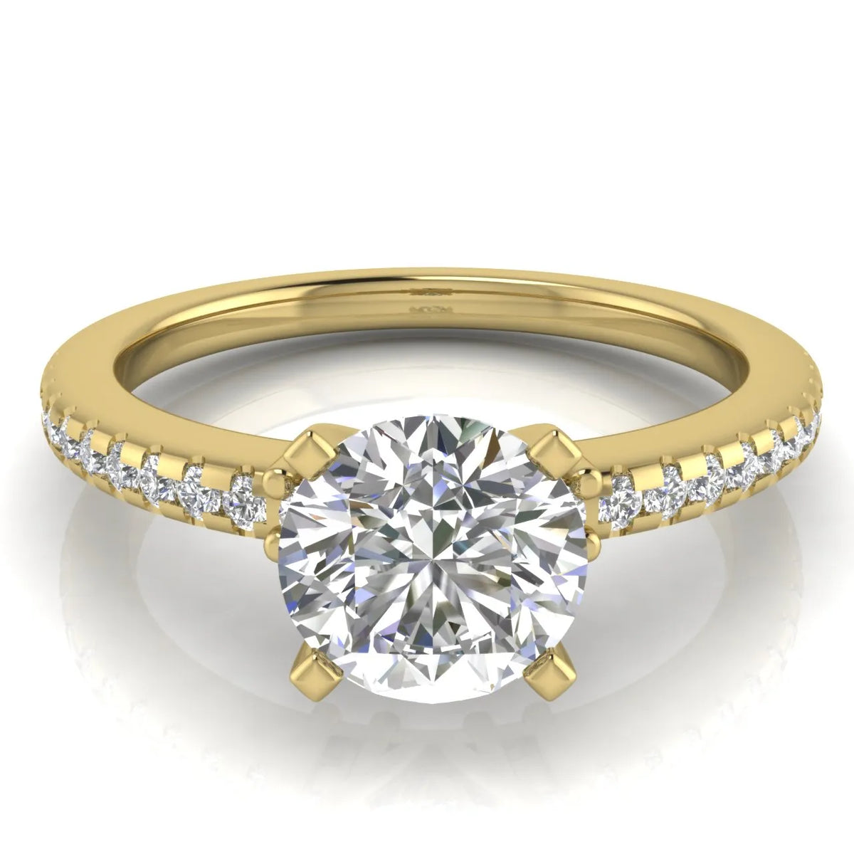 Classic Pavé Accent Solitaire Ring