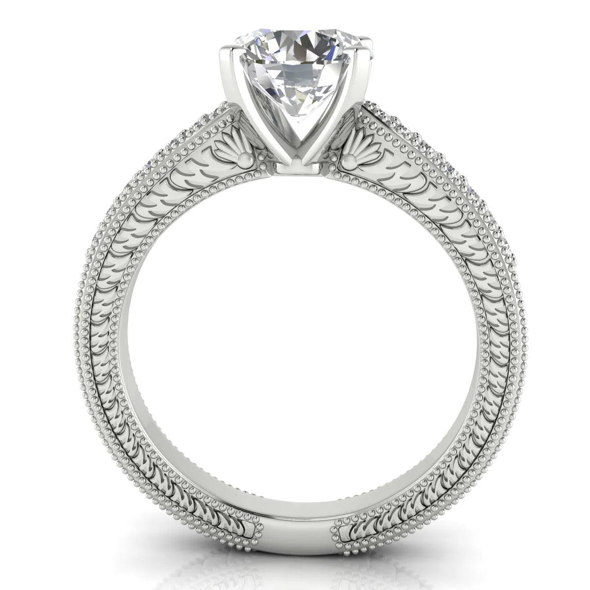 Vintage-Inspired Solitaire Ring with Accent Stones