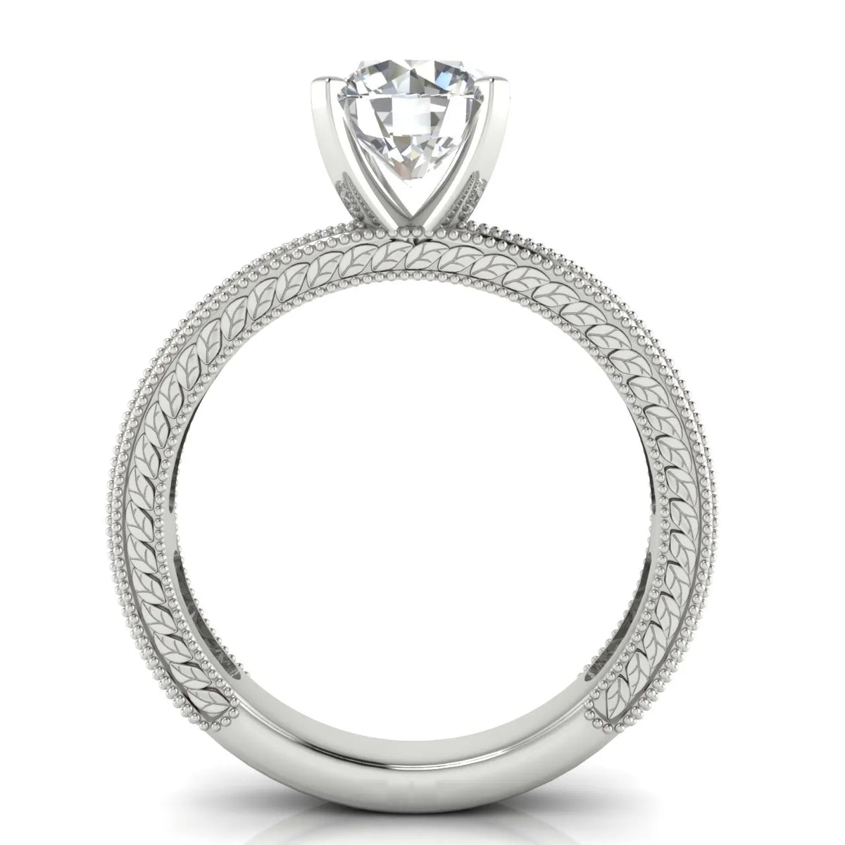 Vintage Milgrain Accent Solitaire Ring