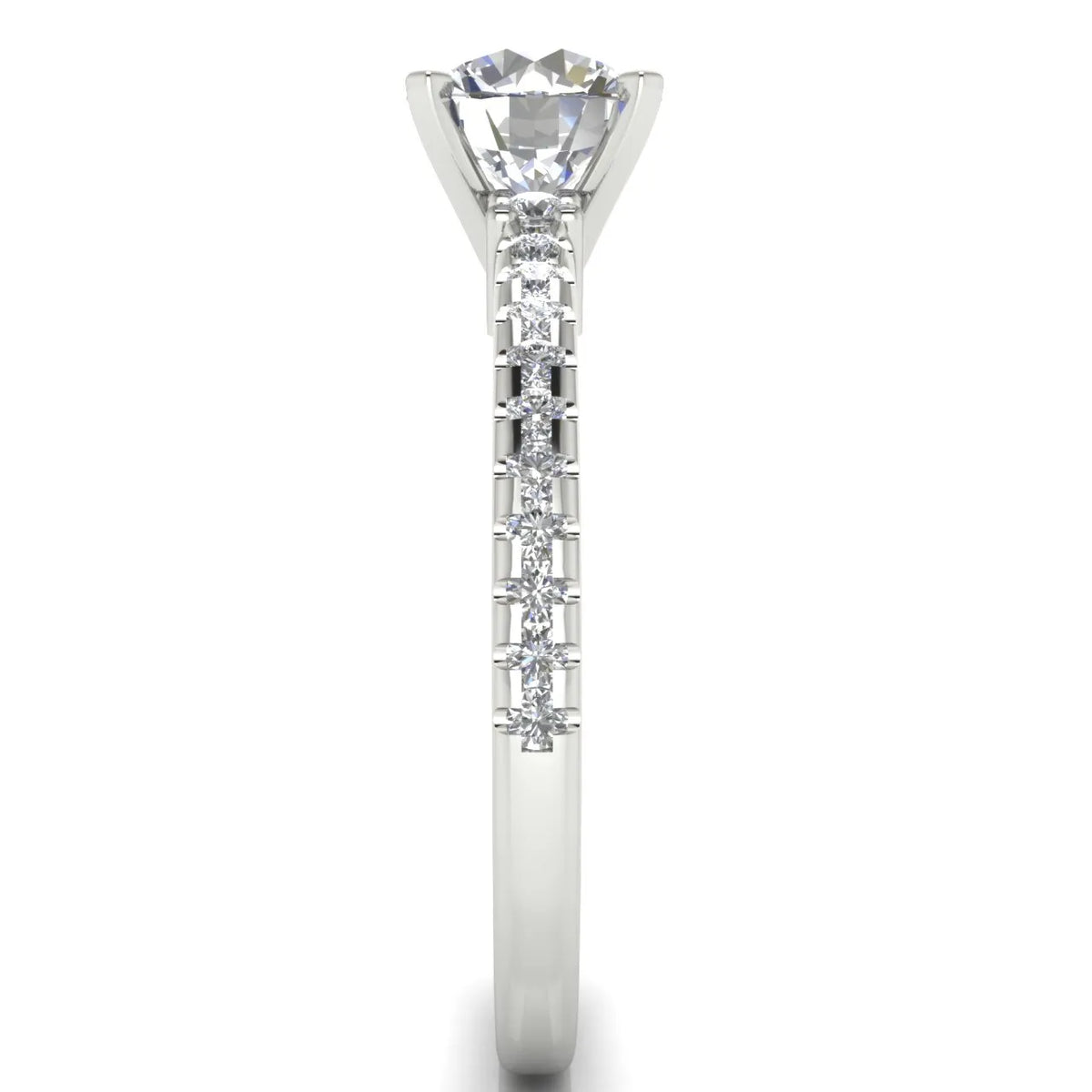 Classic Pavé Accent Solitaire Ring