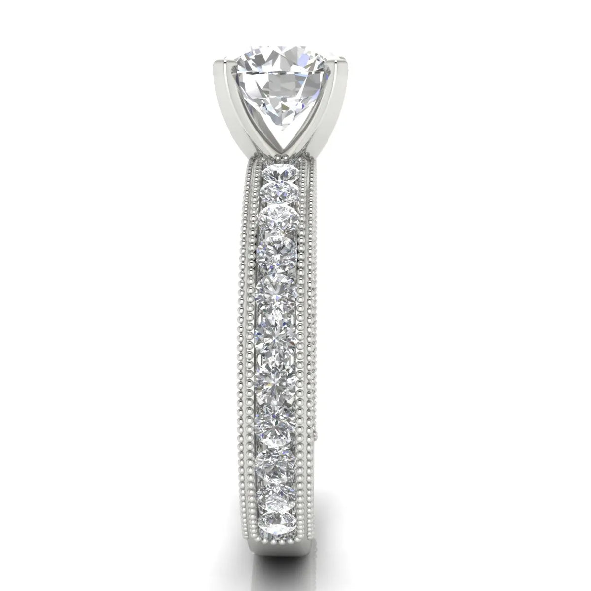 Vintage Milgrain Accent Solitaire Ring