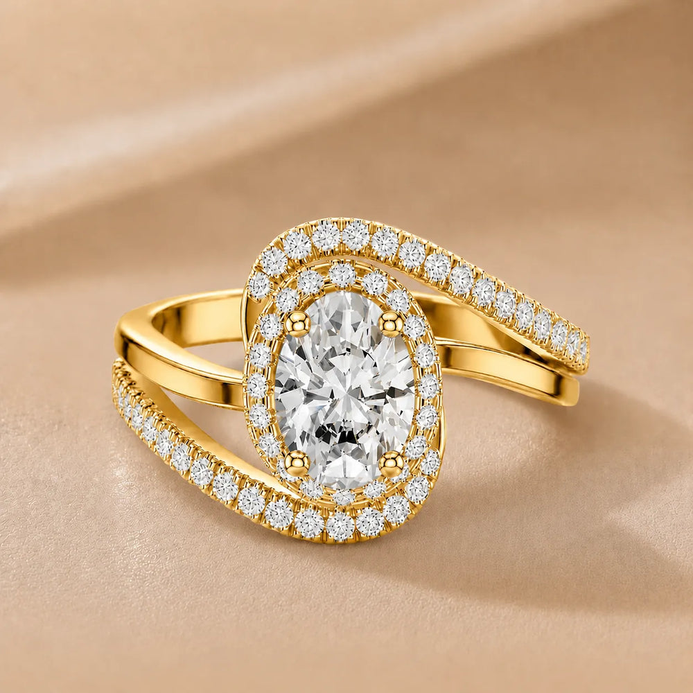 Oval Radiance Twist Engagement Ring
