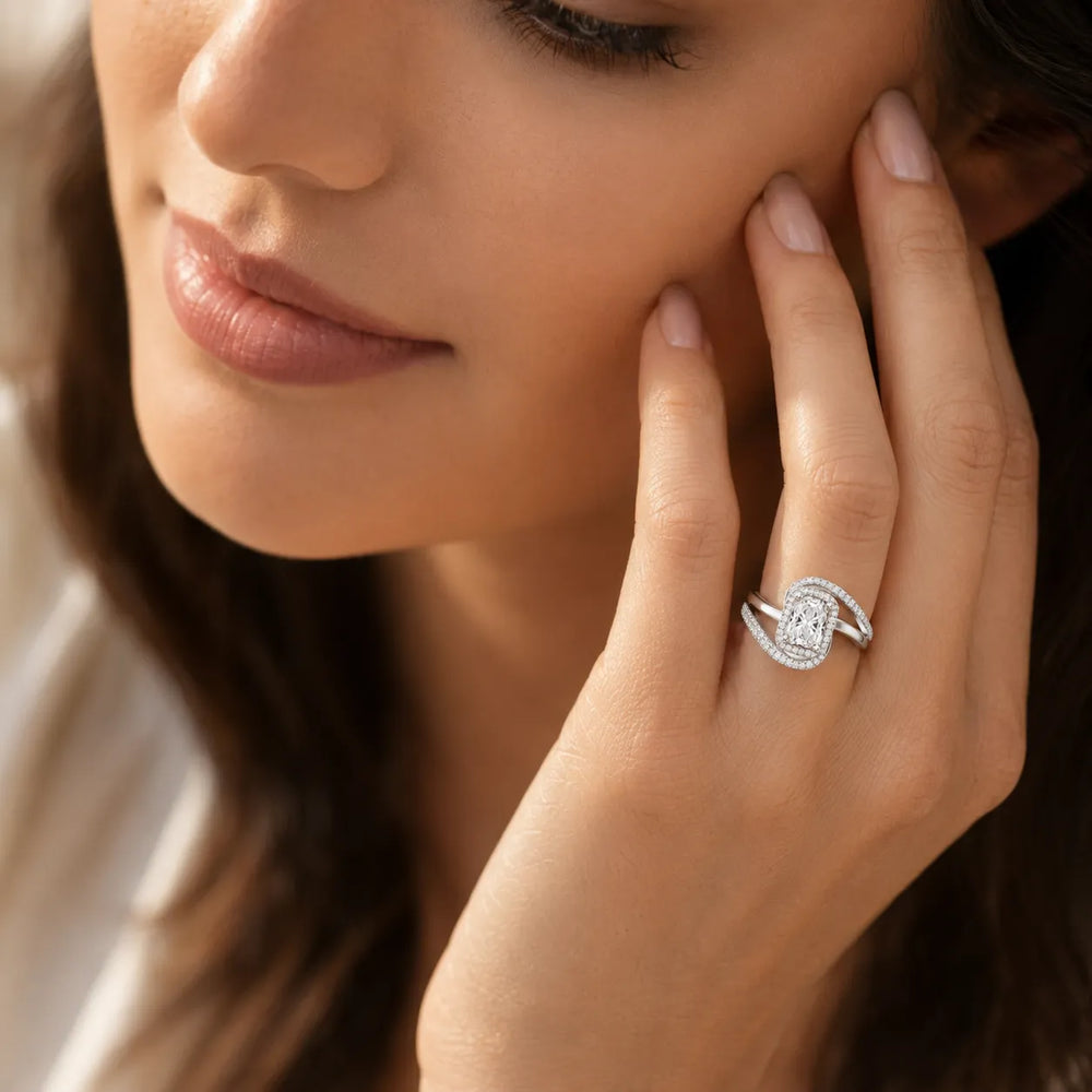 Oval Radiance Twist Engagement Ring