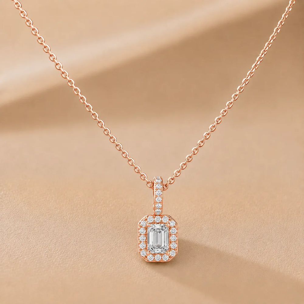 Emerald Halo Necklace Radiance Pendant