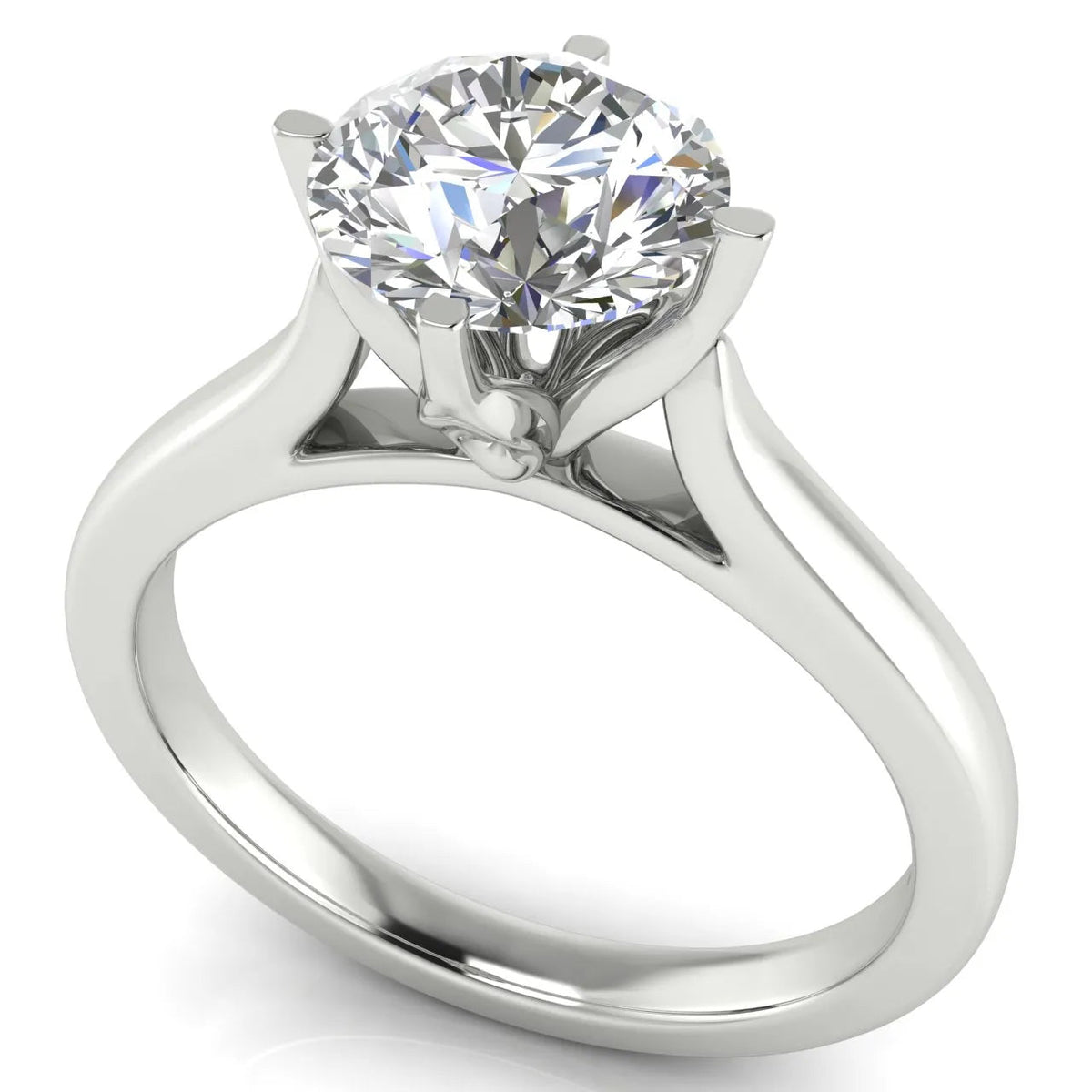 Classic Solitaire Engagement Ring with Refined Setting – Round (925 Sterling Silver)
