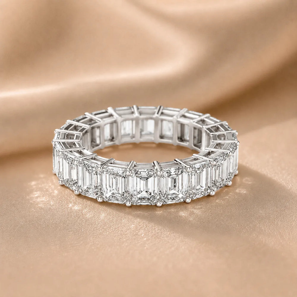 The Regal Radiance Emerald-Cut Diamonds Eternity Band