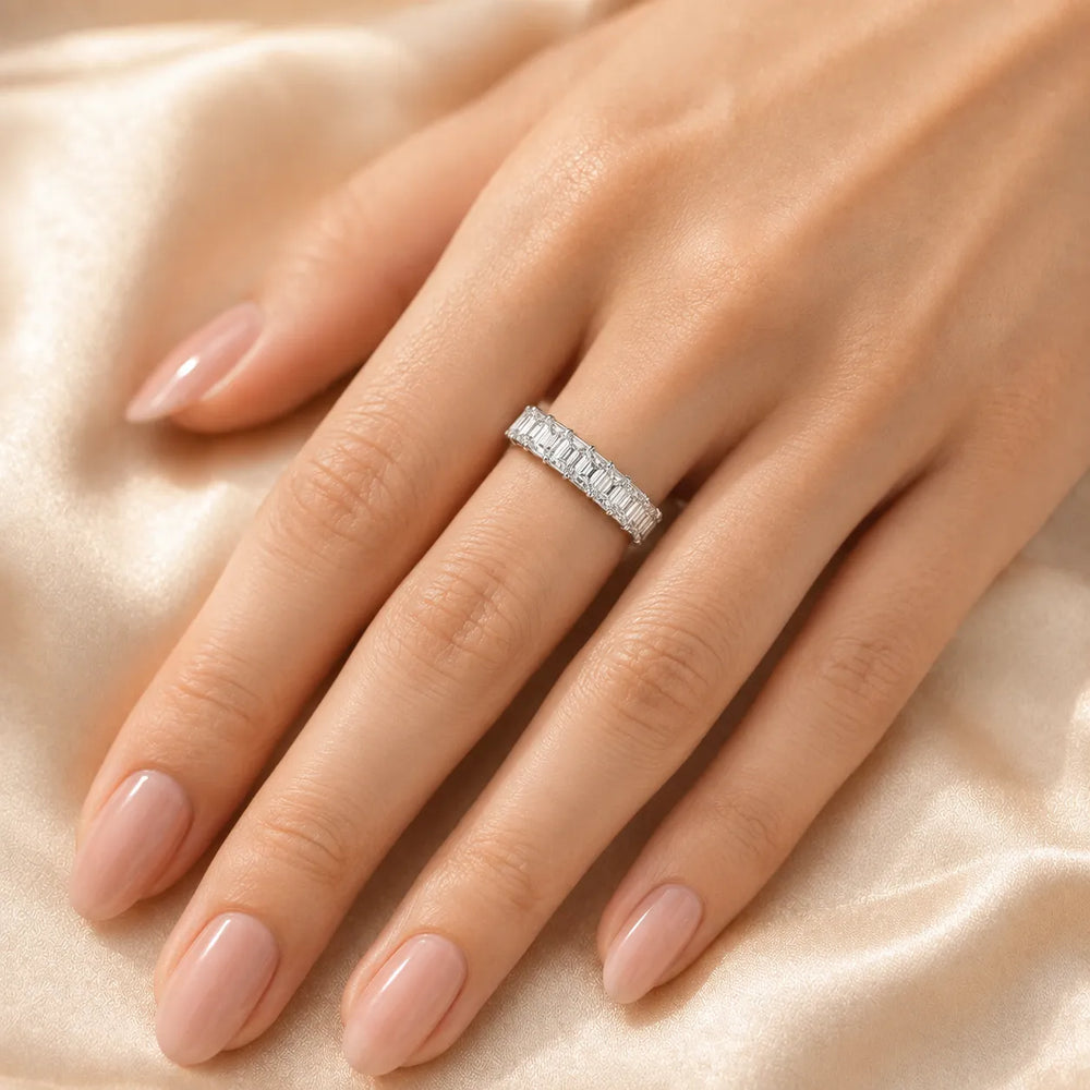 The Regal Radiance Emerald-Cut Diamonds Eternity Band