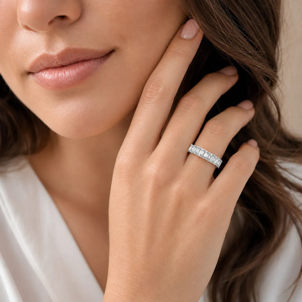 The Regal Radiance Emerald-Cut Diamonds Eternity Band