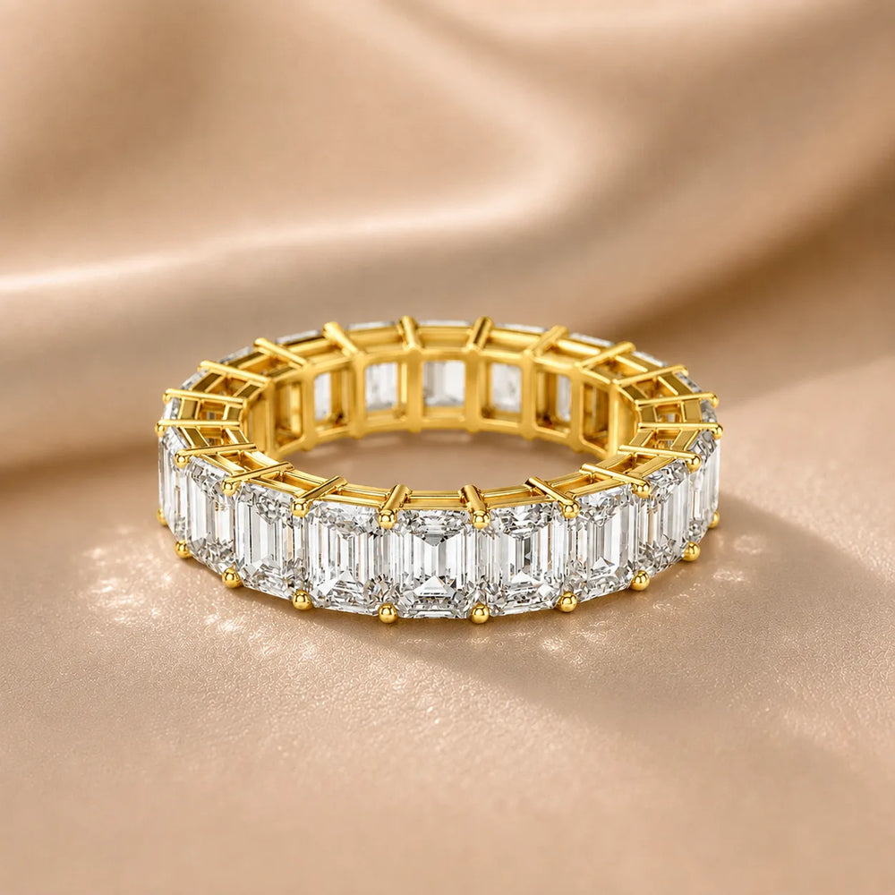 The Regal Radiance Emerald-Cut Diamonds Eternity Band