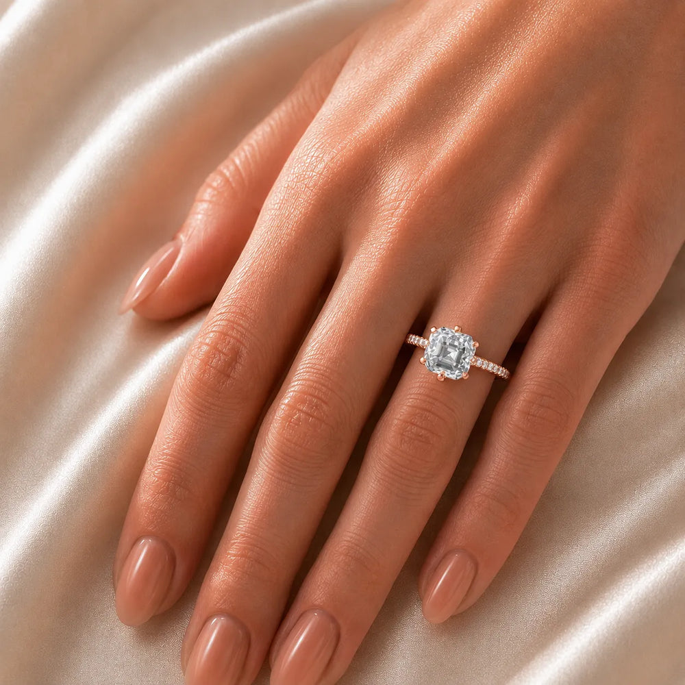 Romantic Solitaire Ring with Pavé Accent