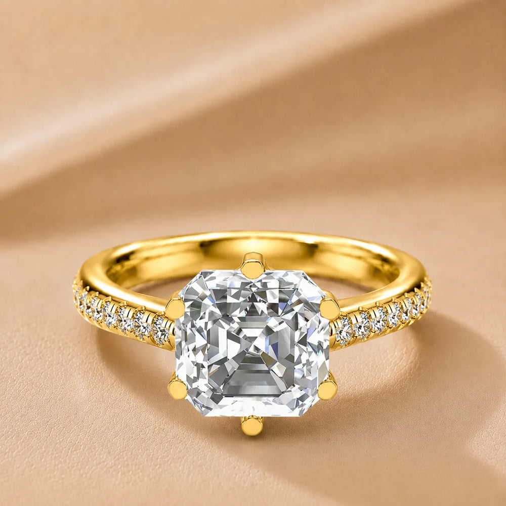 Romantic Solitaire Ring with Pavé Accent