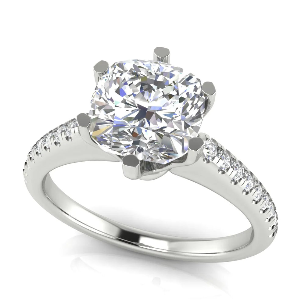 Romantic Solitaire Ring with Pavé Accent