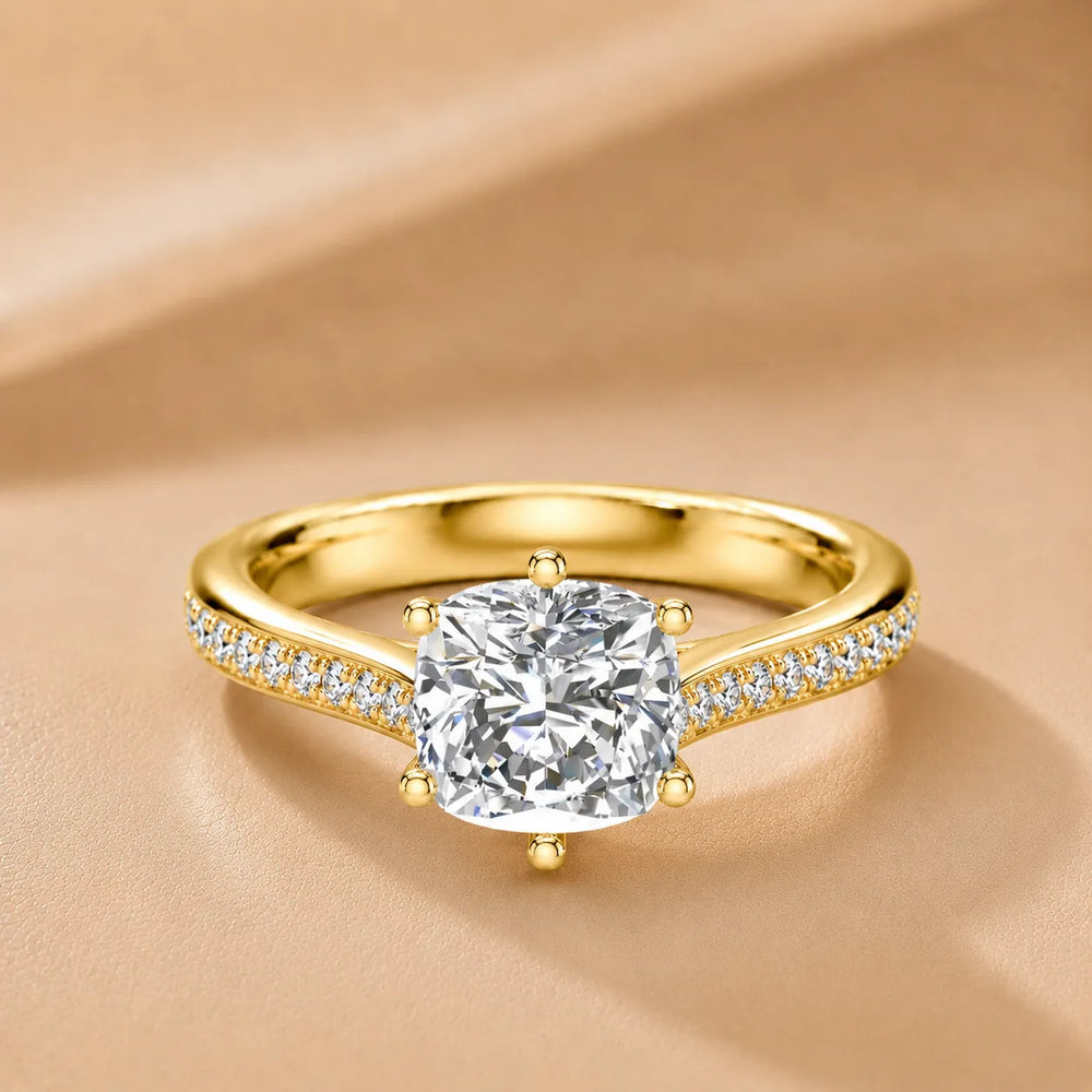 Romantic Solitaire Ring with Pavé Accent