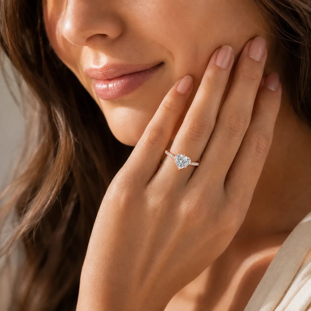 Romantic Solitaire Ring with Pavé Accent