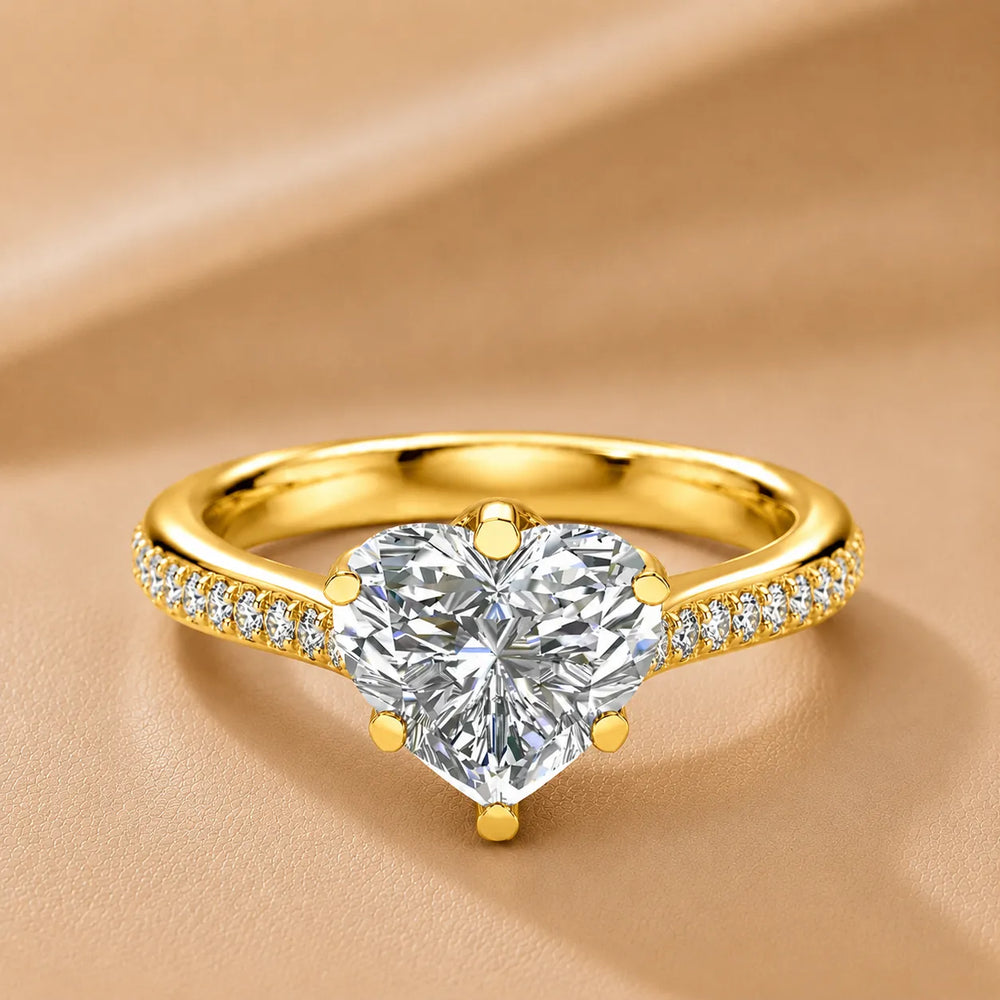 Romantic Solitaire Ring with Pavé Accent