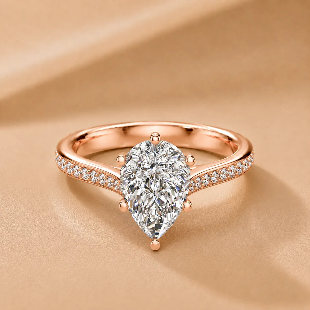 Romantic Solitaire Ring with Pavé Accent