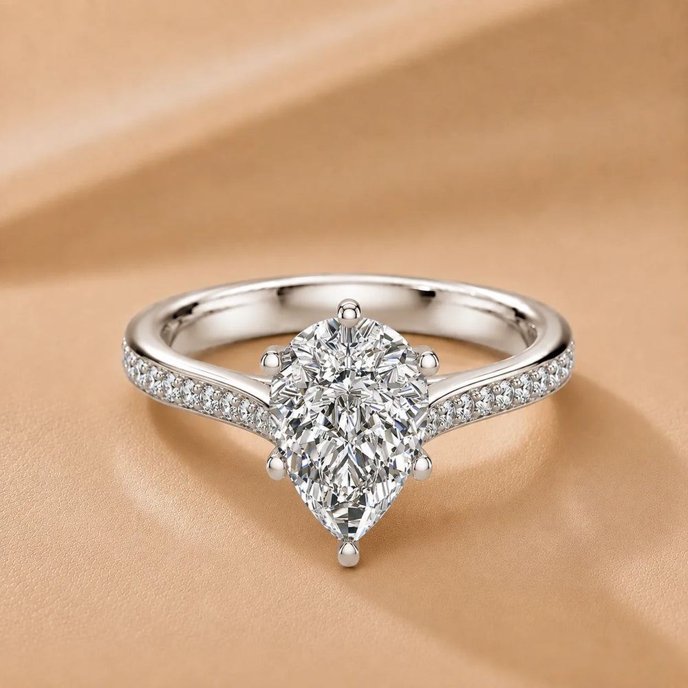 Romantic Solitaire Ring with Pavé Accent