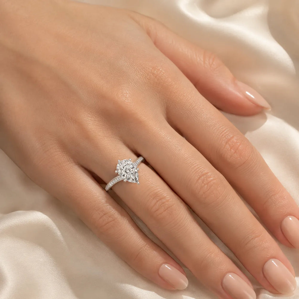Romantic Solitaire Ring with Pavé Accent