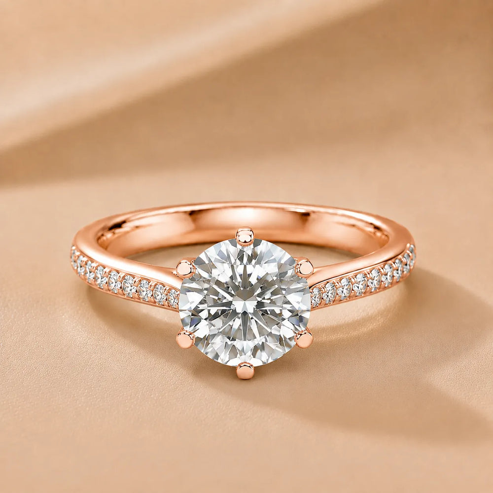 Romantic Solitaire Ring with Pavé Accent