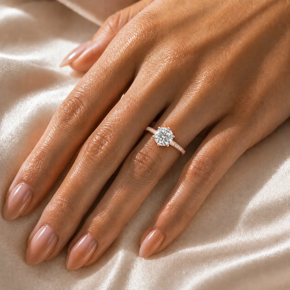 Romantic Solitaire Ring with Pavé Accent