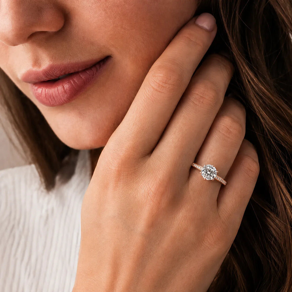 Romantic Solitaire Ring with Pavé Accent