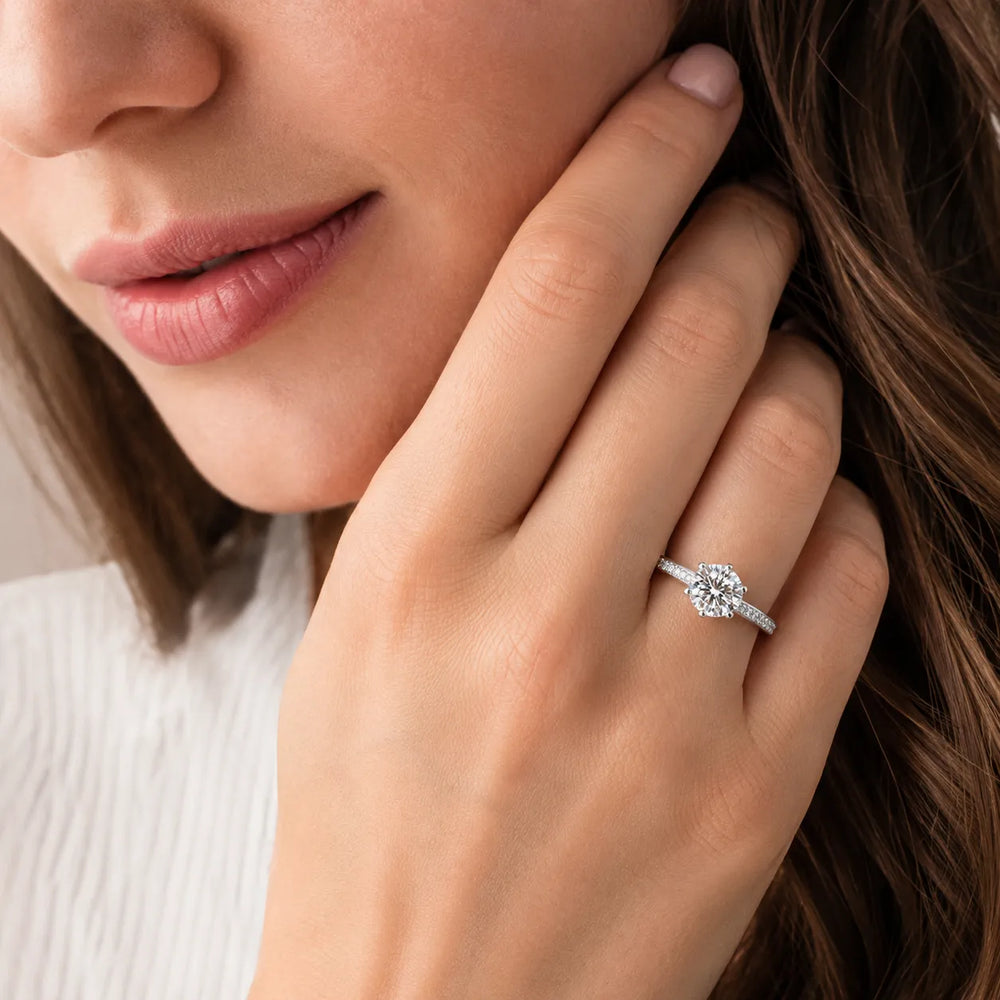 Romantic Solitaire Ring with Pavé Accent