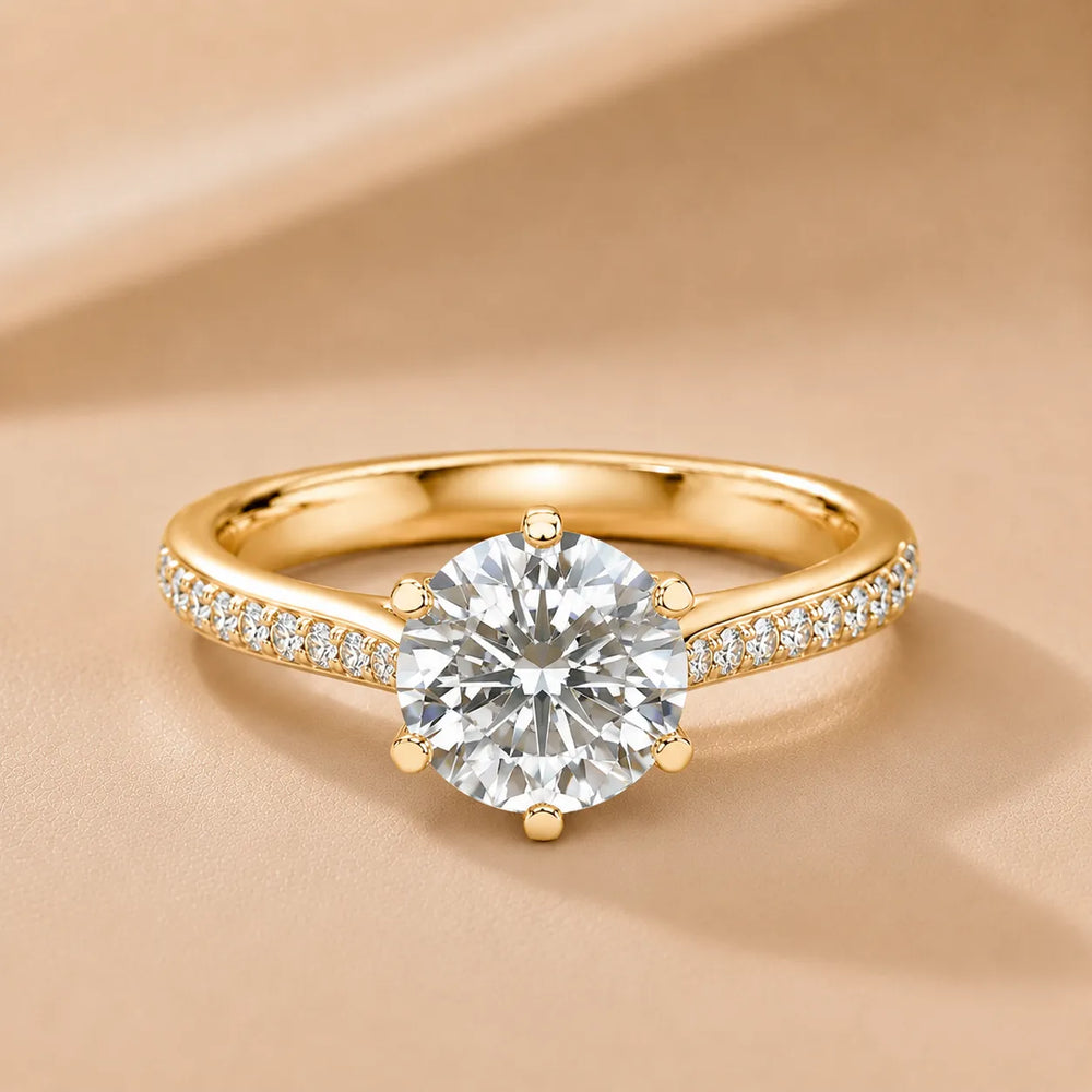 Romantic Solitaire Ring with Pavé Accent