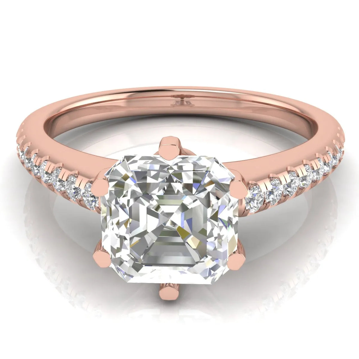 Romantic Solitaire Ring with Pavé Accent Band