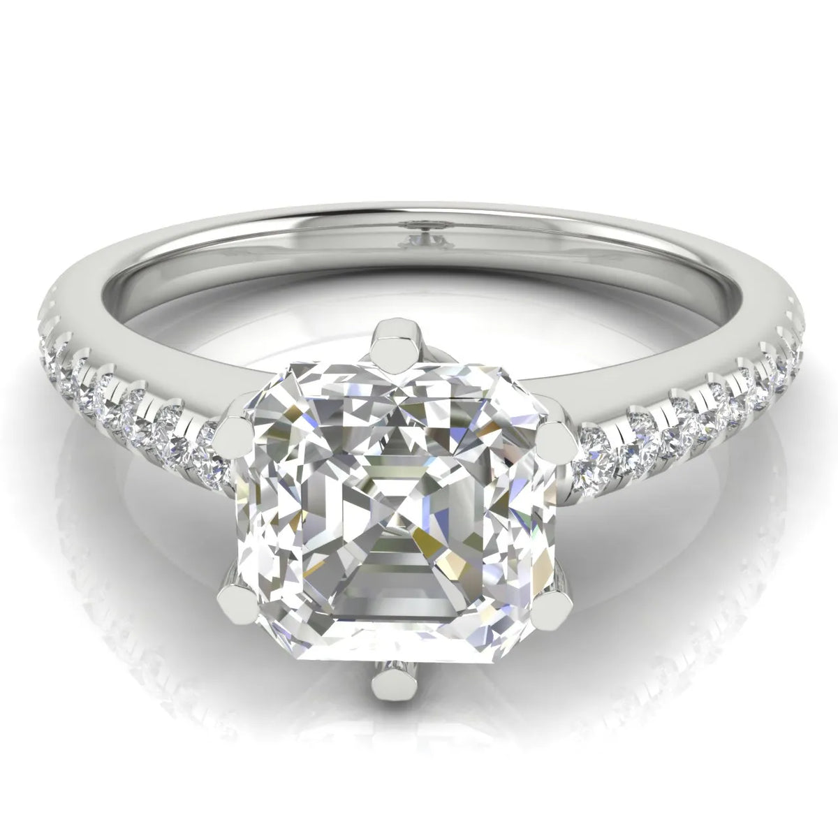 Romantic Solitaire Ring with Pavé Accent Band