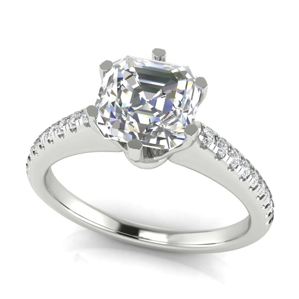Romantic Solitaire Ring with Pavé Accent