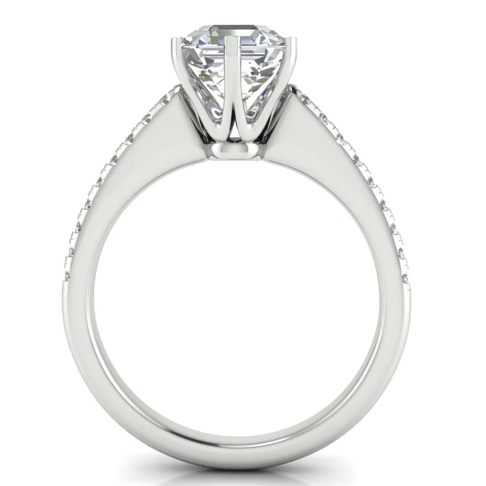 Romantic Solitaire Ring with Pavé Accent