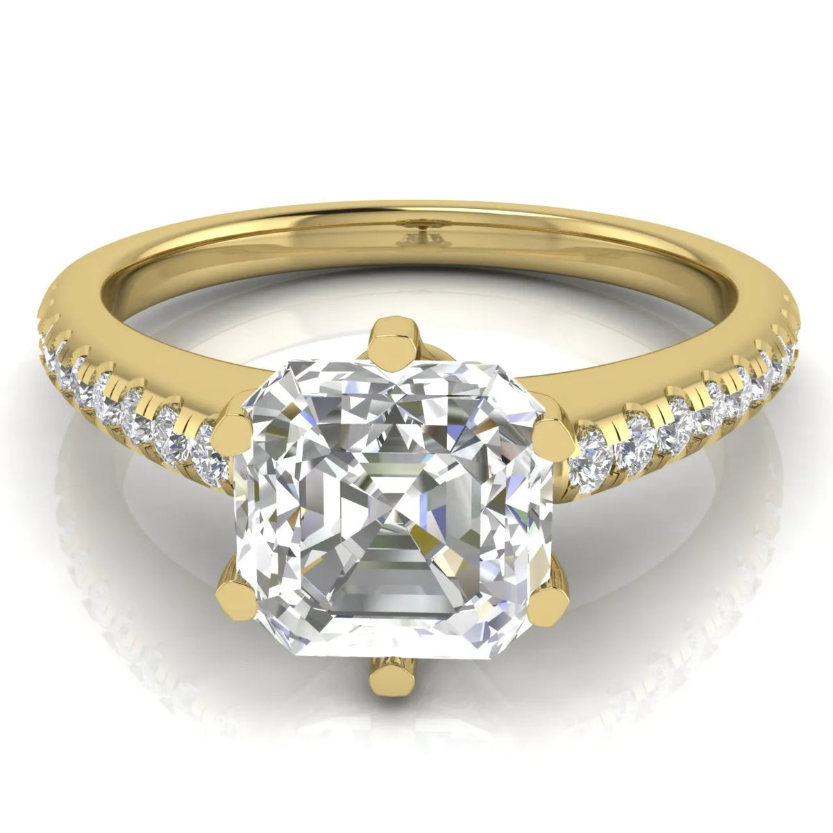 Romantic Solitaire Ring with Pavé Accent Band