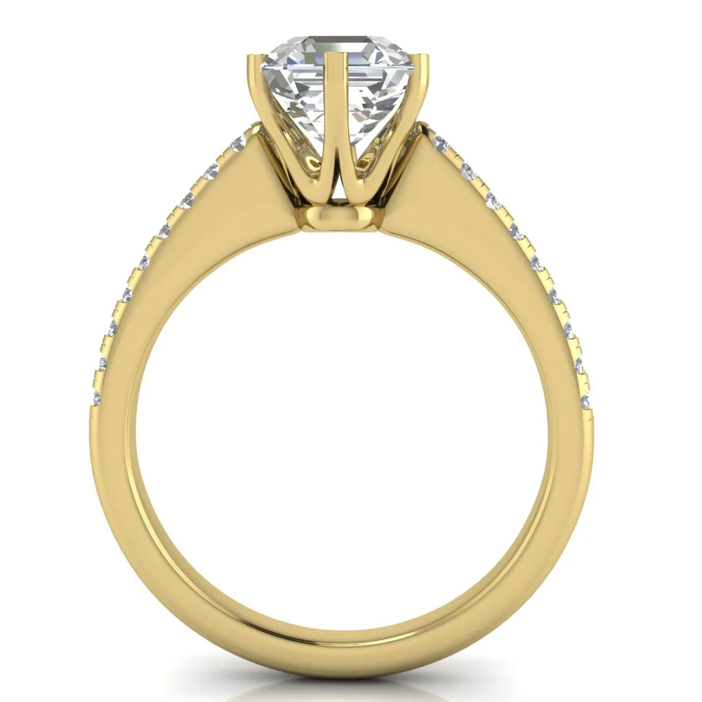 Romantic Solitaire Ring with Pavé Accent