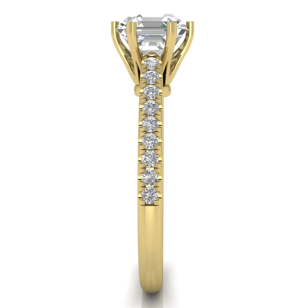 Romantic Solitaire Ring with Pavé Accent