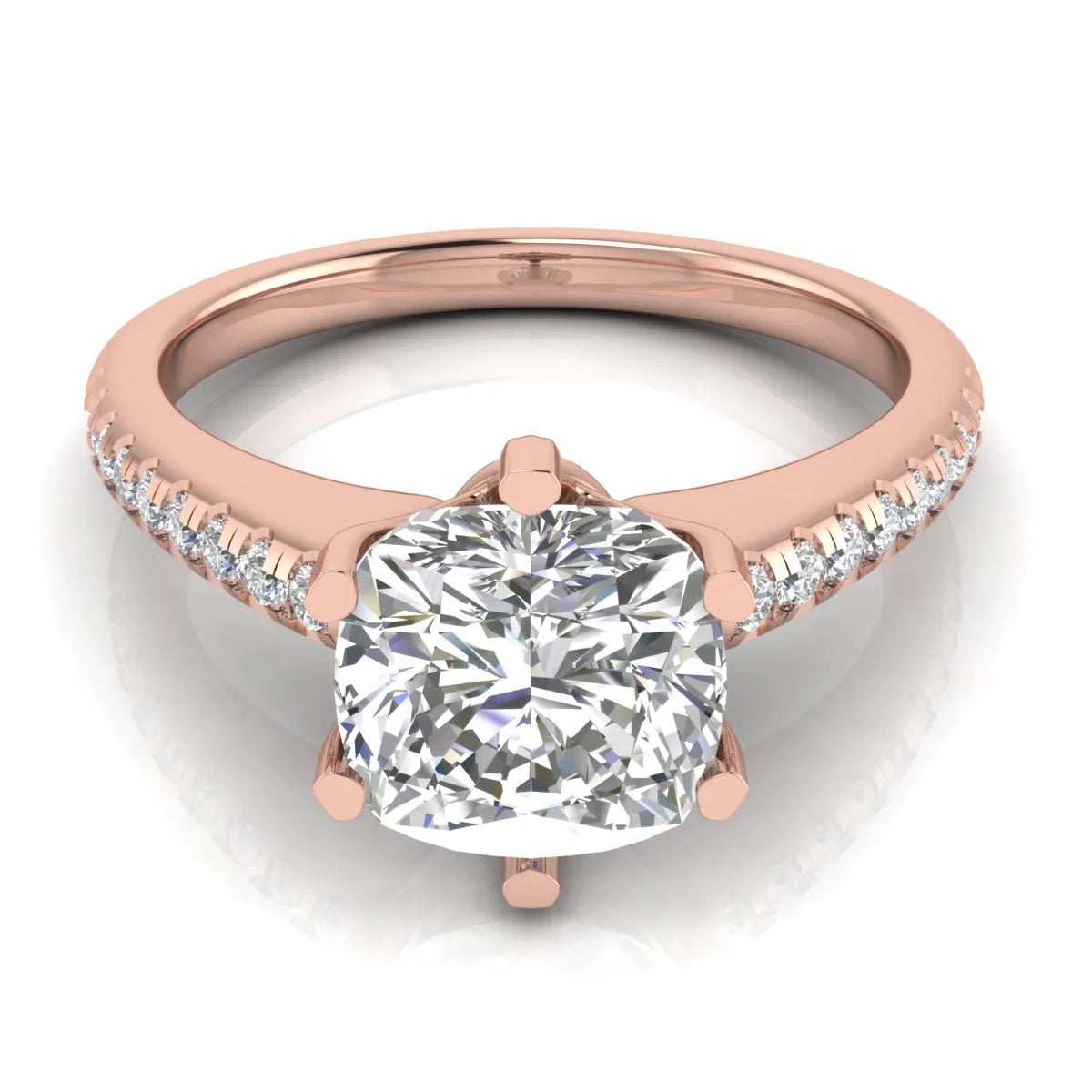 Romantic Solitaire Ring with Pavé Accent Band
