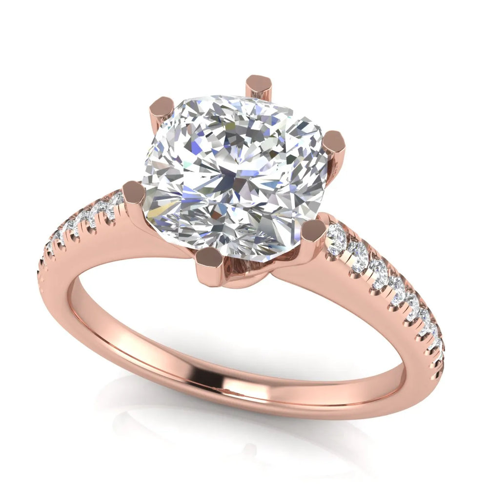 Romantic Solitaire Ring with Pavé Accent