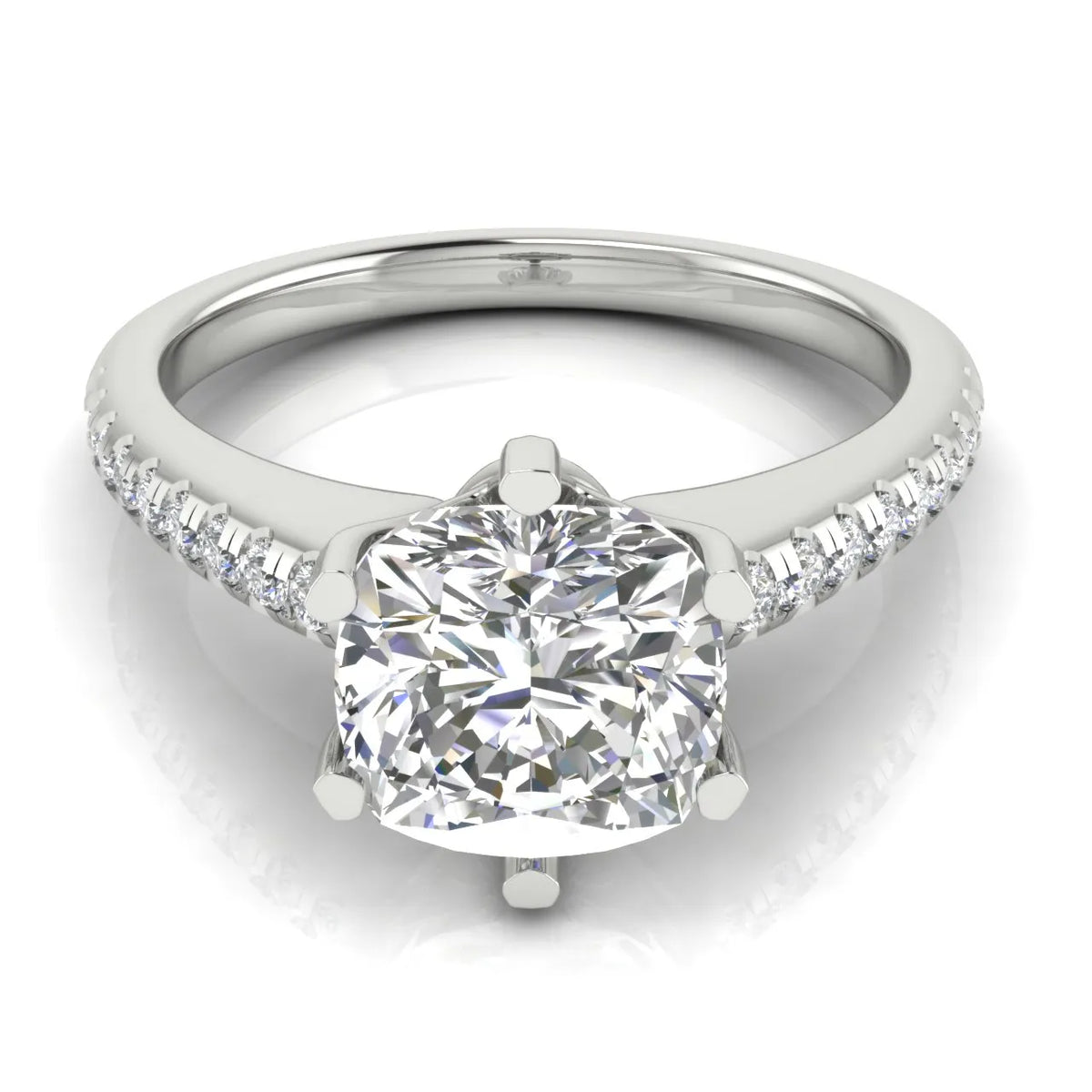 Romantic Solitaire Ring with Pavé Accent Band