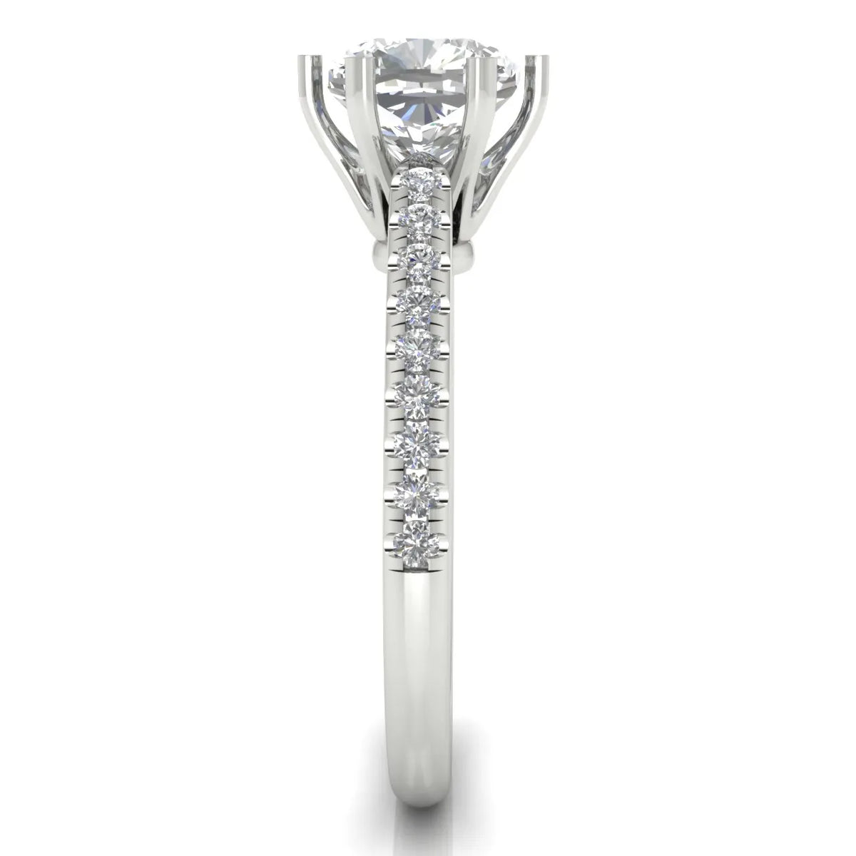 Romantic Solitaire Ring with Pavé Accent Band