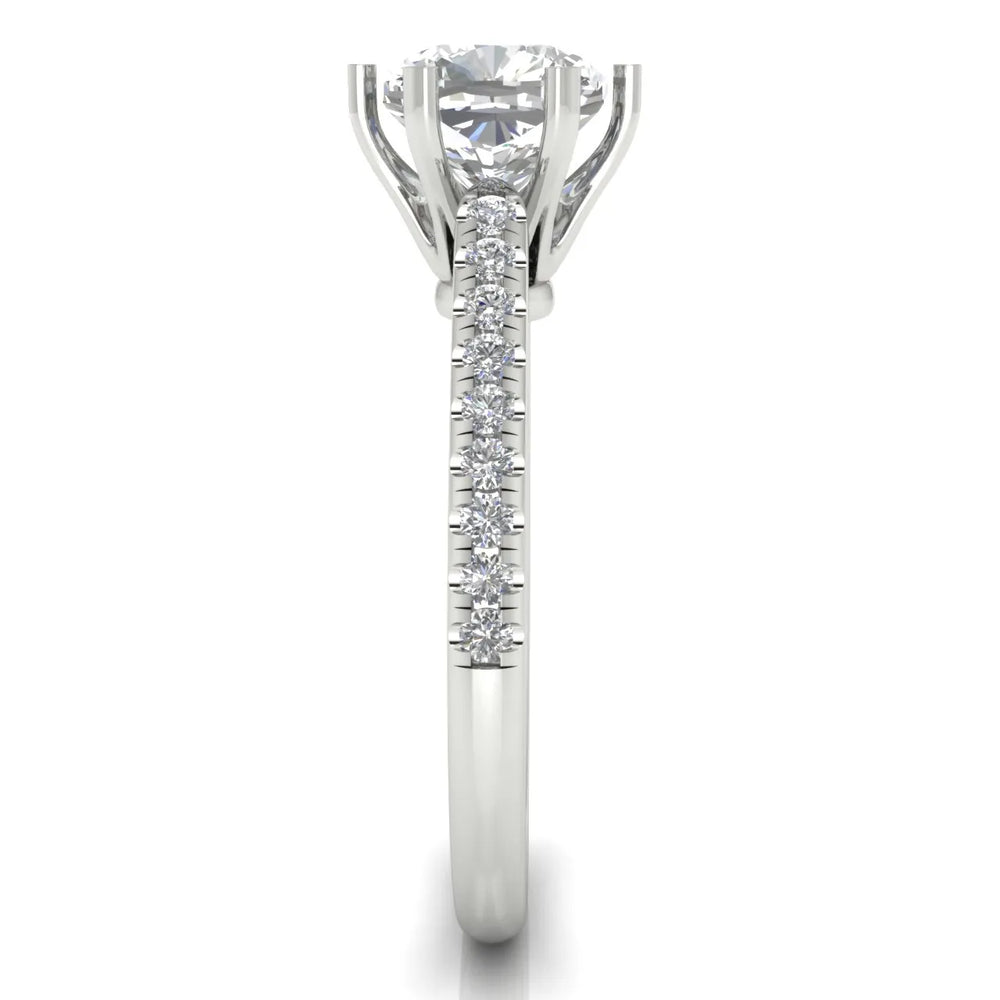Romantic Solitaire Ring with Pavé Accent