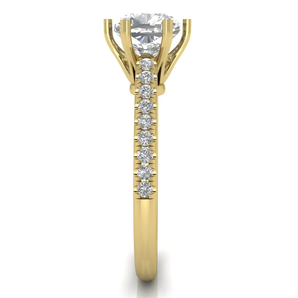 Romantic Solitaire Ring with Pavé Accent